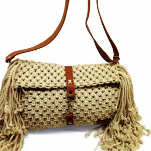 MAHHA cream +leather sling bag
